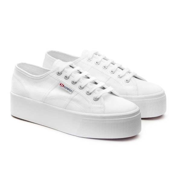 Superga Shoes - Superga 2790 Platform Sneakers white canvas Traditional Classic Lace Up Womens 8